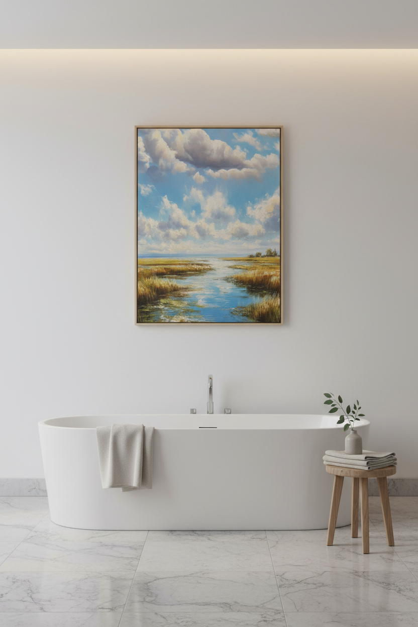 Coastal Marsh in Luxury Spa Bathroom
