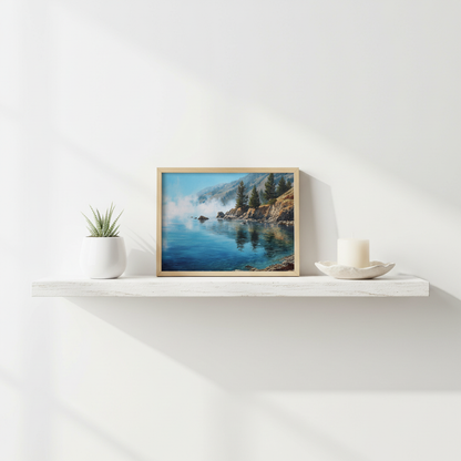 Coastal Mist framed on shelf