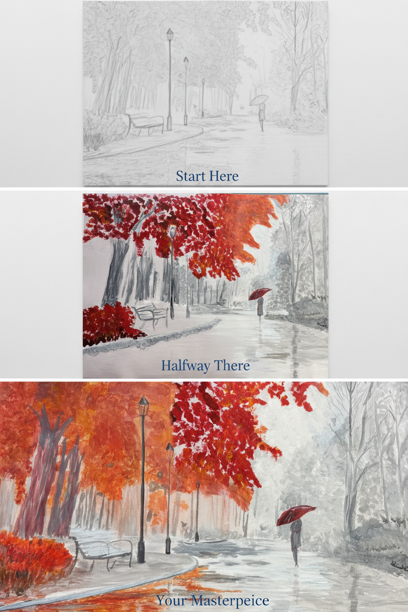 Corrected three-stage painting progression