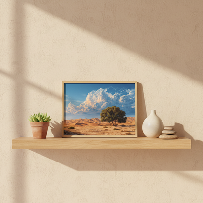 Desert Solitude framed on shelf