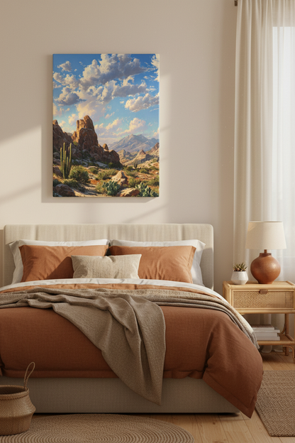 Desert Sunrise in Serene Bedroom
