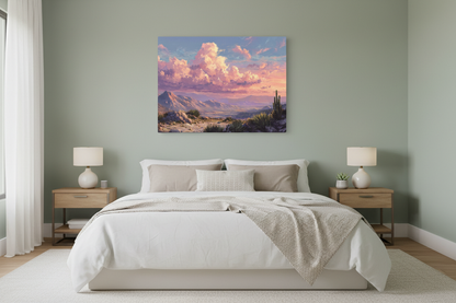 Desert sunset canvas in bedroom