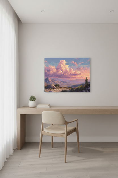 Desert sunset canvas in home office