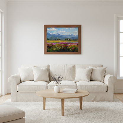 French Mountain Meadow - Walnut Frame Above Sofa
