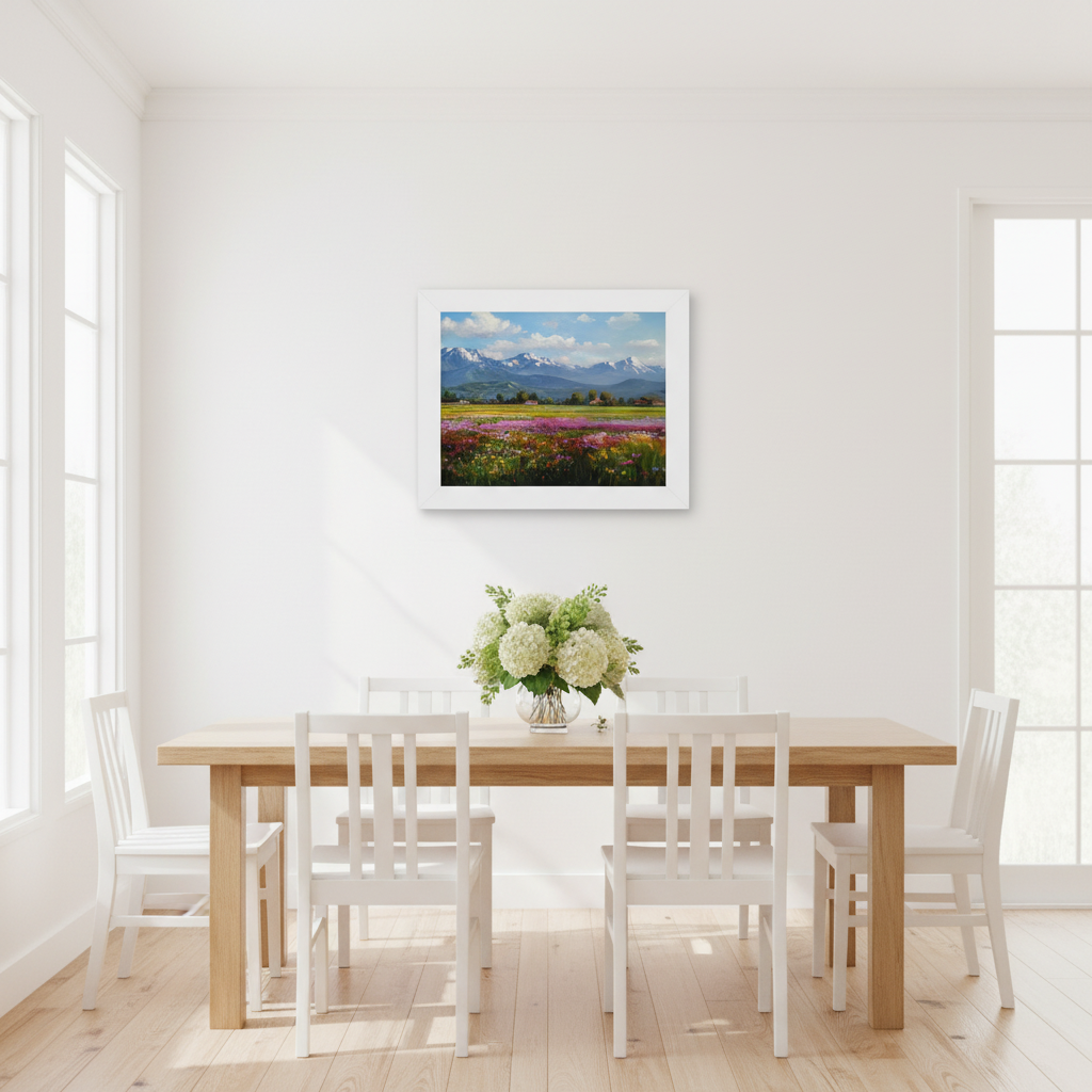 French Mountain Meadow - White Frame in Dining Space