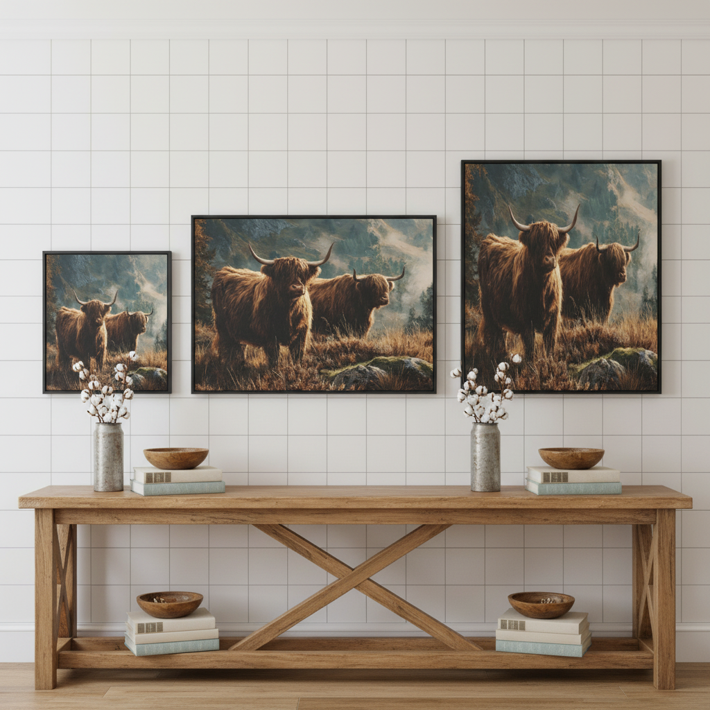 Highland Cow Size Comparison with Product Art