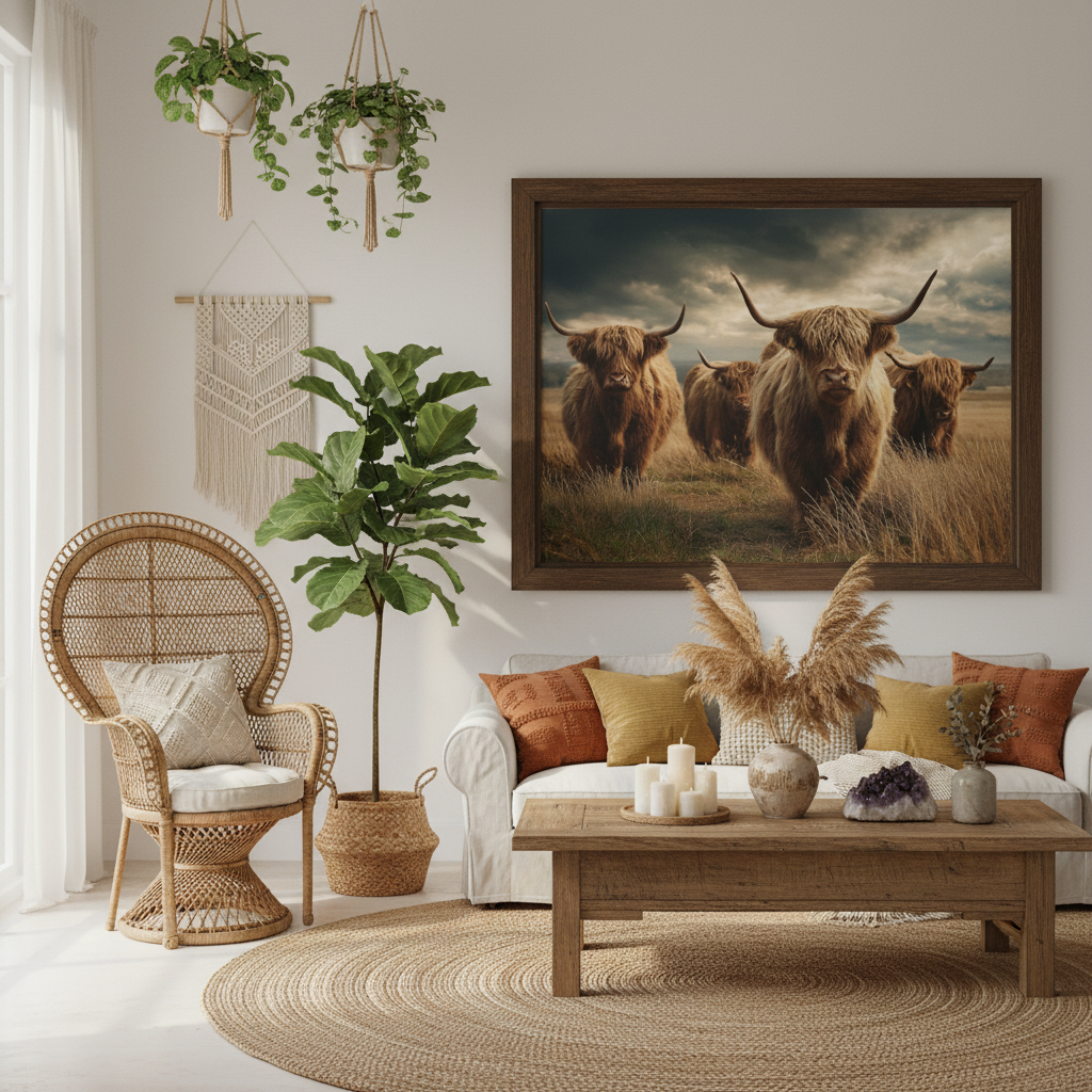 Highland Cattle Boho Farmhouse Mockup