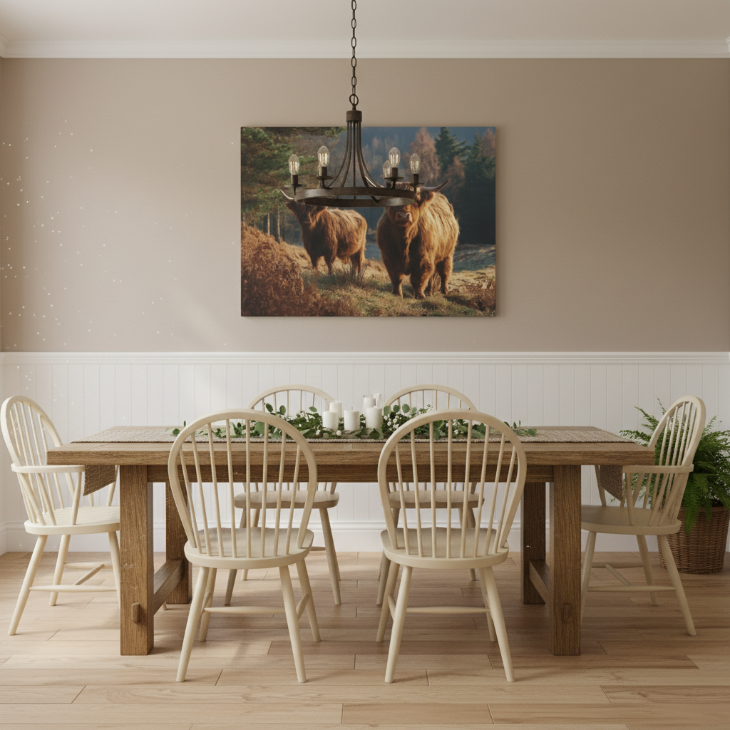 Highland Cattle Dining Room Mockup
