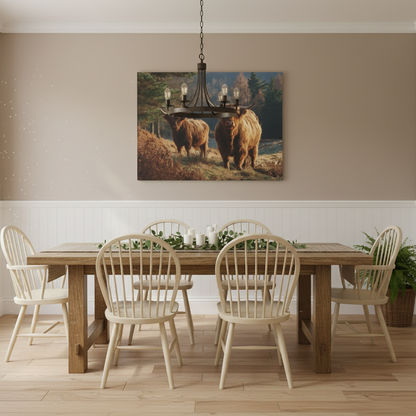 Highland Cattle Dining Room Mockup