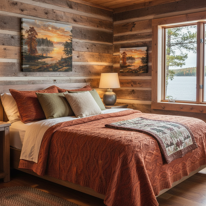 Small Autumn Sunrise Cabin Mockup