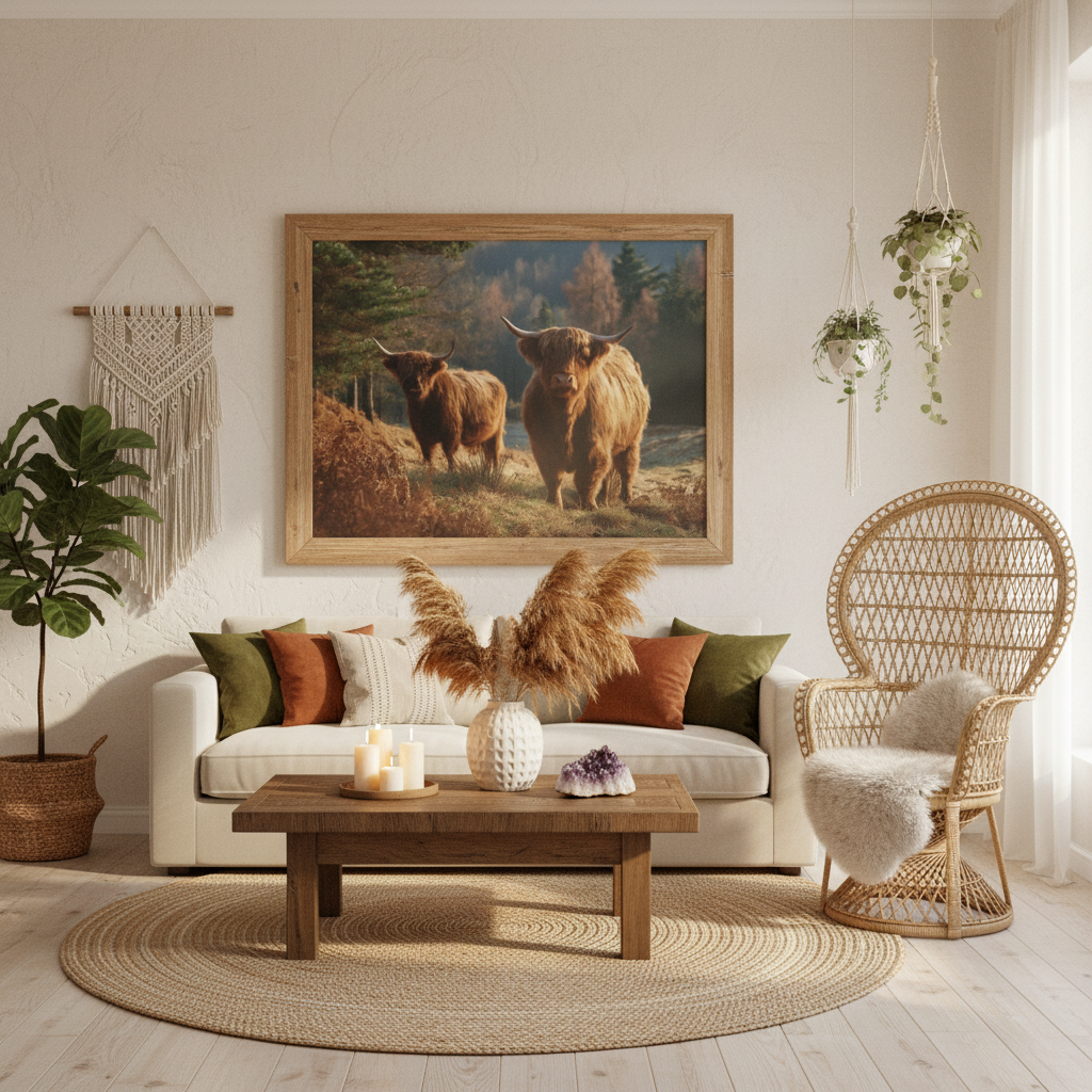 Highland Cattle Boho Farmhouse Horizontal Mockup