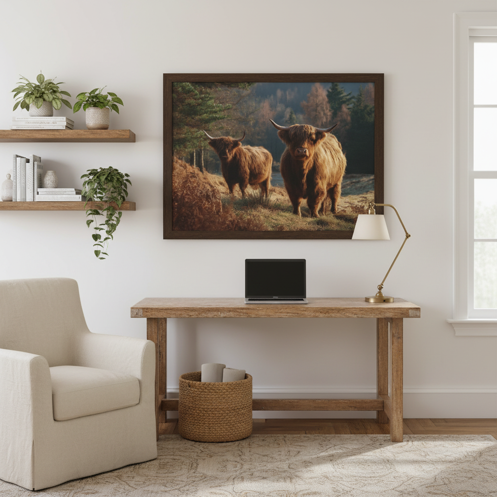 Highland Cattle Home Office Mockup 1
