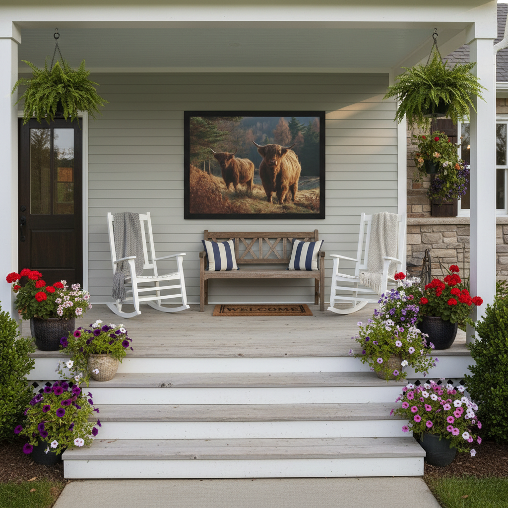 Highland Cattle Porch Mockup 2