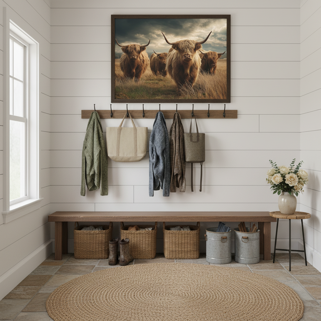 Highland Cattle Mudroom Mockup 2