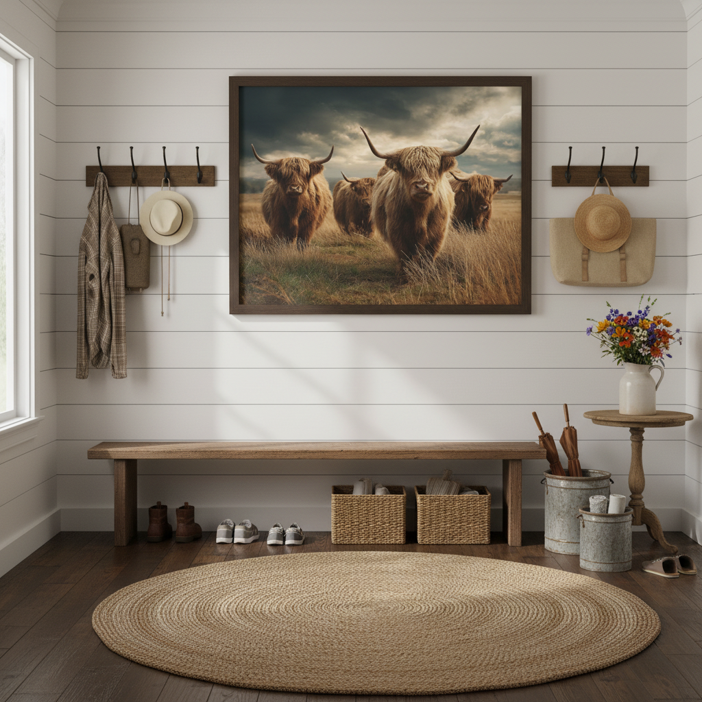 Highland Cattle Mudroom Mockup 3