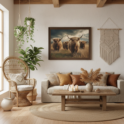 Highland Cattle Boho Farmhouse Horizontal Mockup