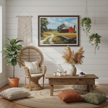 Red Barn Boho Farmhouse Mockup