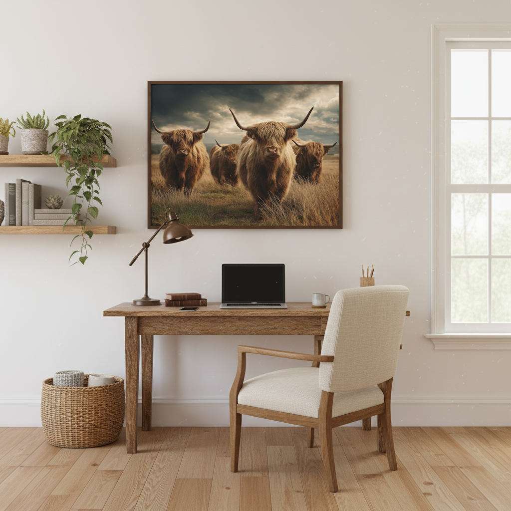 Highland Cattle Home Office Mockup 2