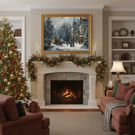 Victorian Winter Fireplace Mockup