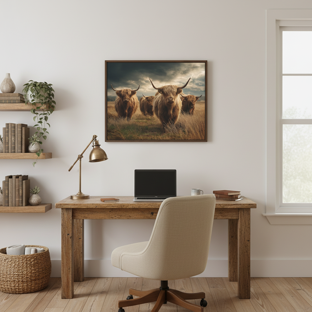 Highland Cattle Home Office Mockup 3
