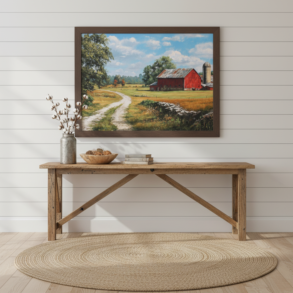 Red Barn Living Room Mockup
