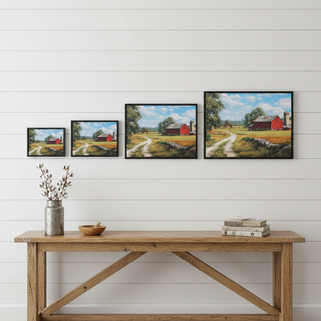 Red Barn Size Comparison Horizontal Mockup