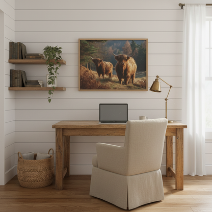 Highland Cattle Home Office Mockup 2
