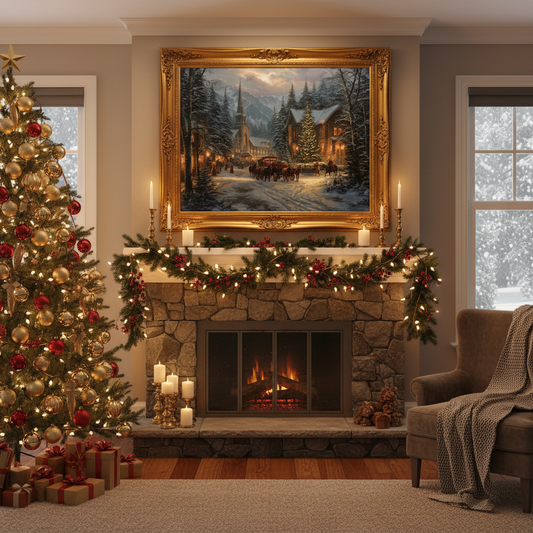 Christmas Village Fireplace Mockup