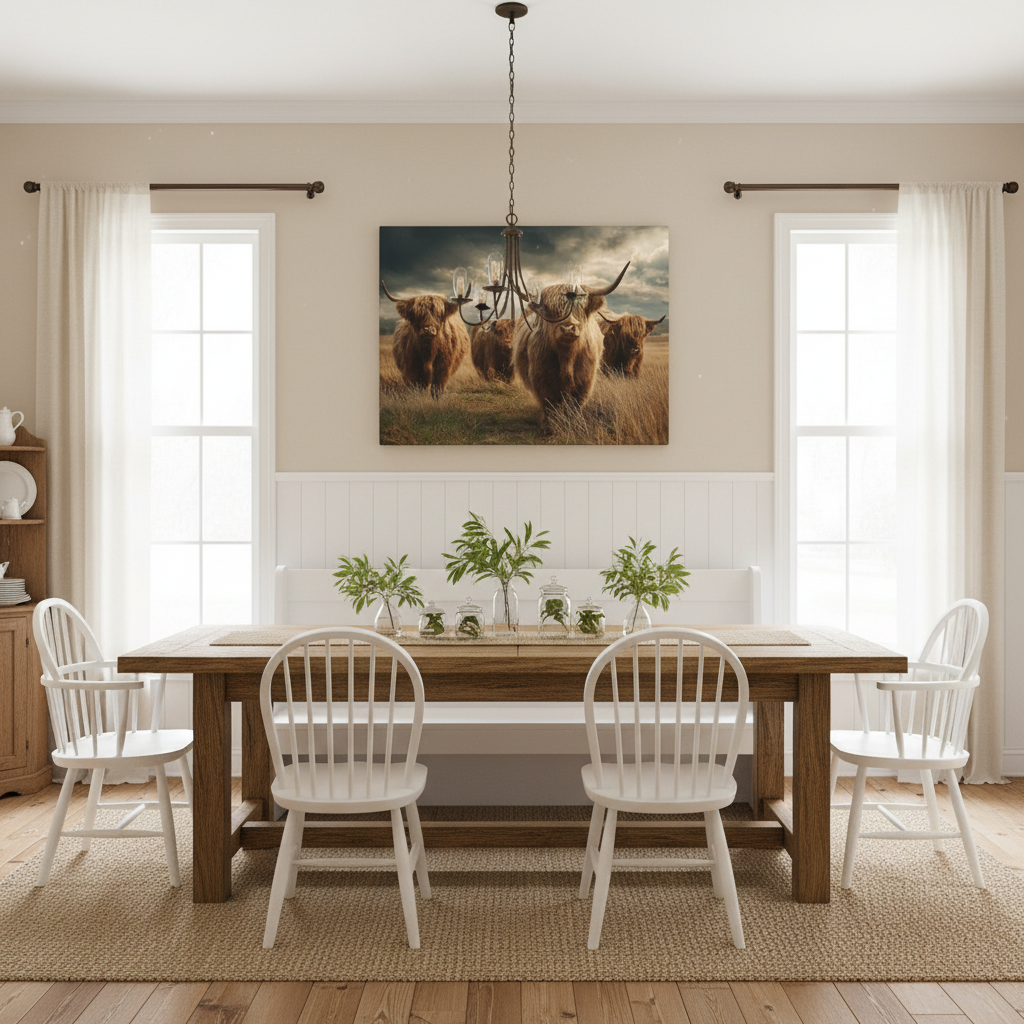 Highland Cattle Dining Room Mockup