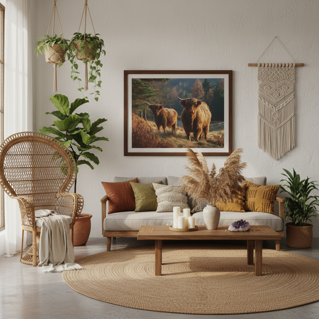 Highland Cattle Boho Farmhouse Mockup