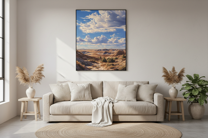 Large desert badlands above sofa
