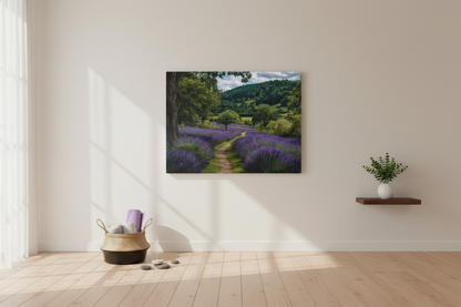 Lavender canvas in meditation space