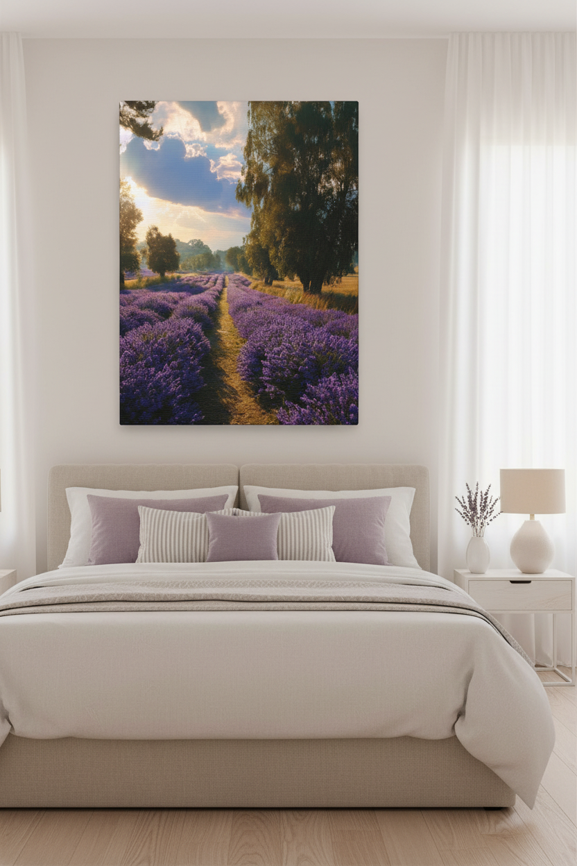 Lavender Field in Serene Bedroom
