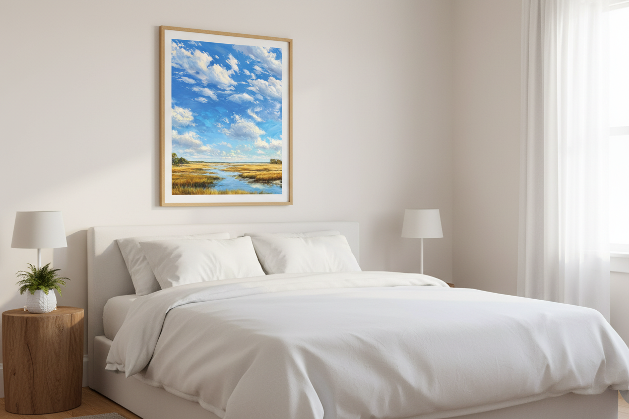 Marshland Sky in Serene Bedroom