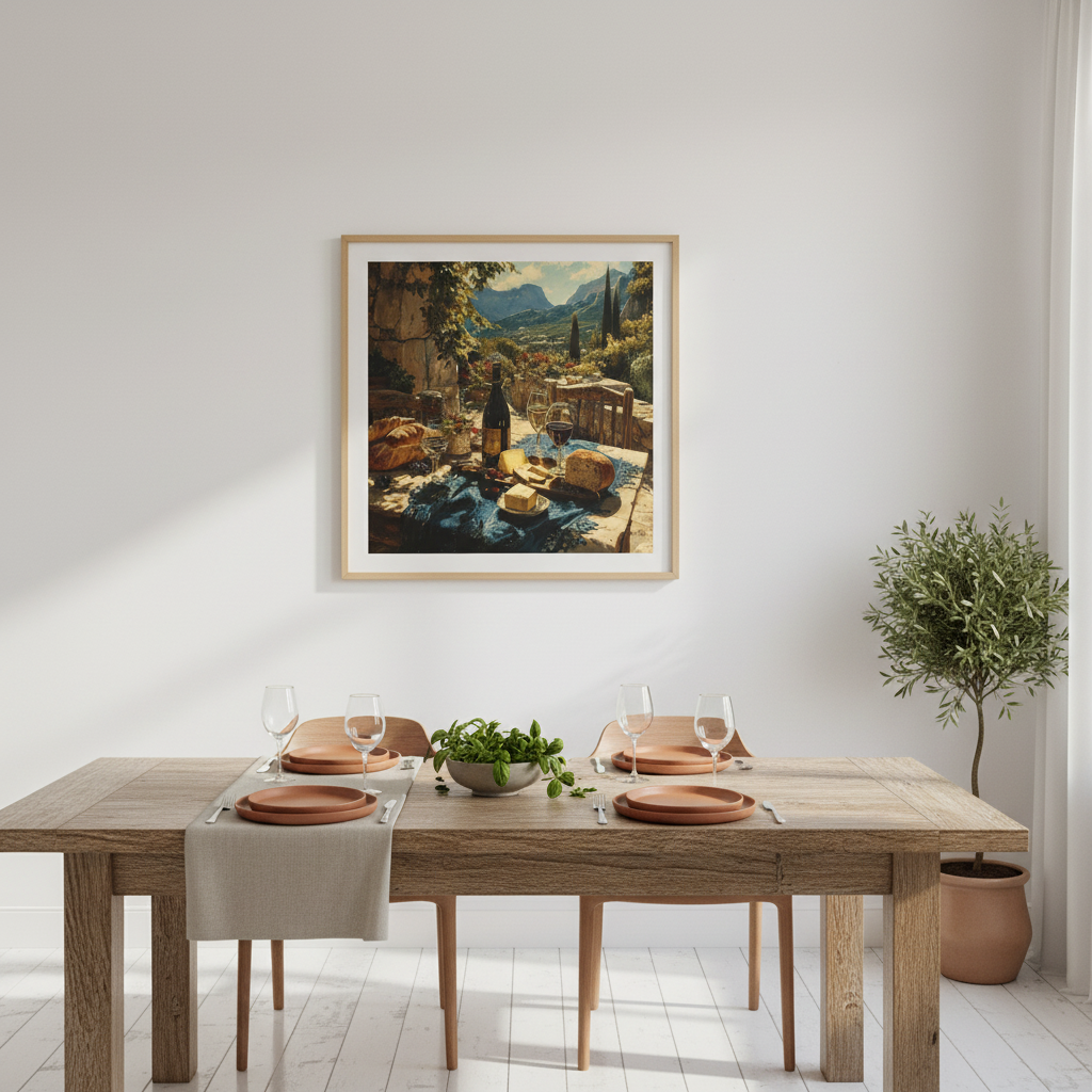 Mediterranean Vineyard Print in Dining Room