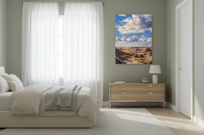 Medium desert badlands above nightstand