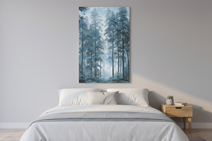 Misty Pine Forest above bed