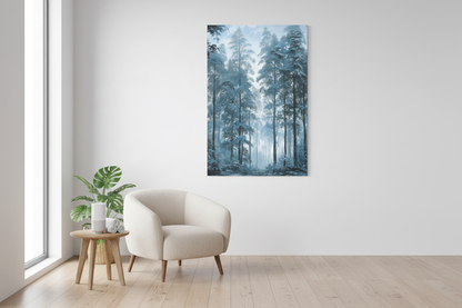 Misty Pine Forest in serene living room