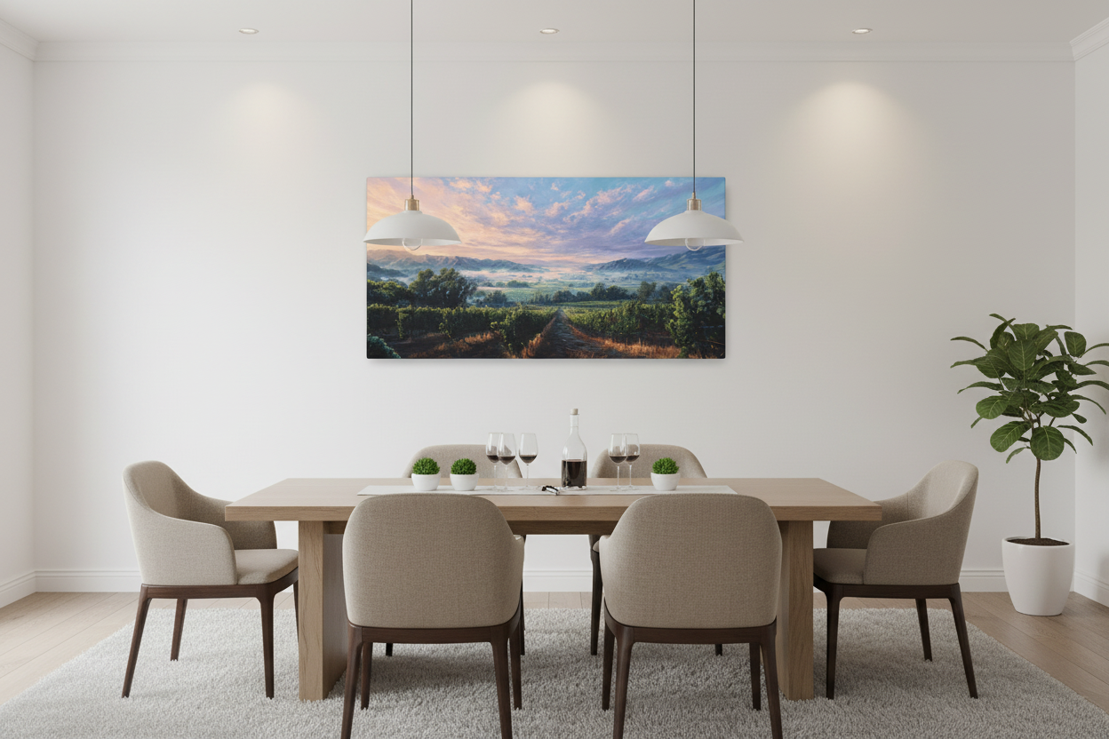 Panoramic Sunrise Vineyard in dining room