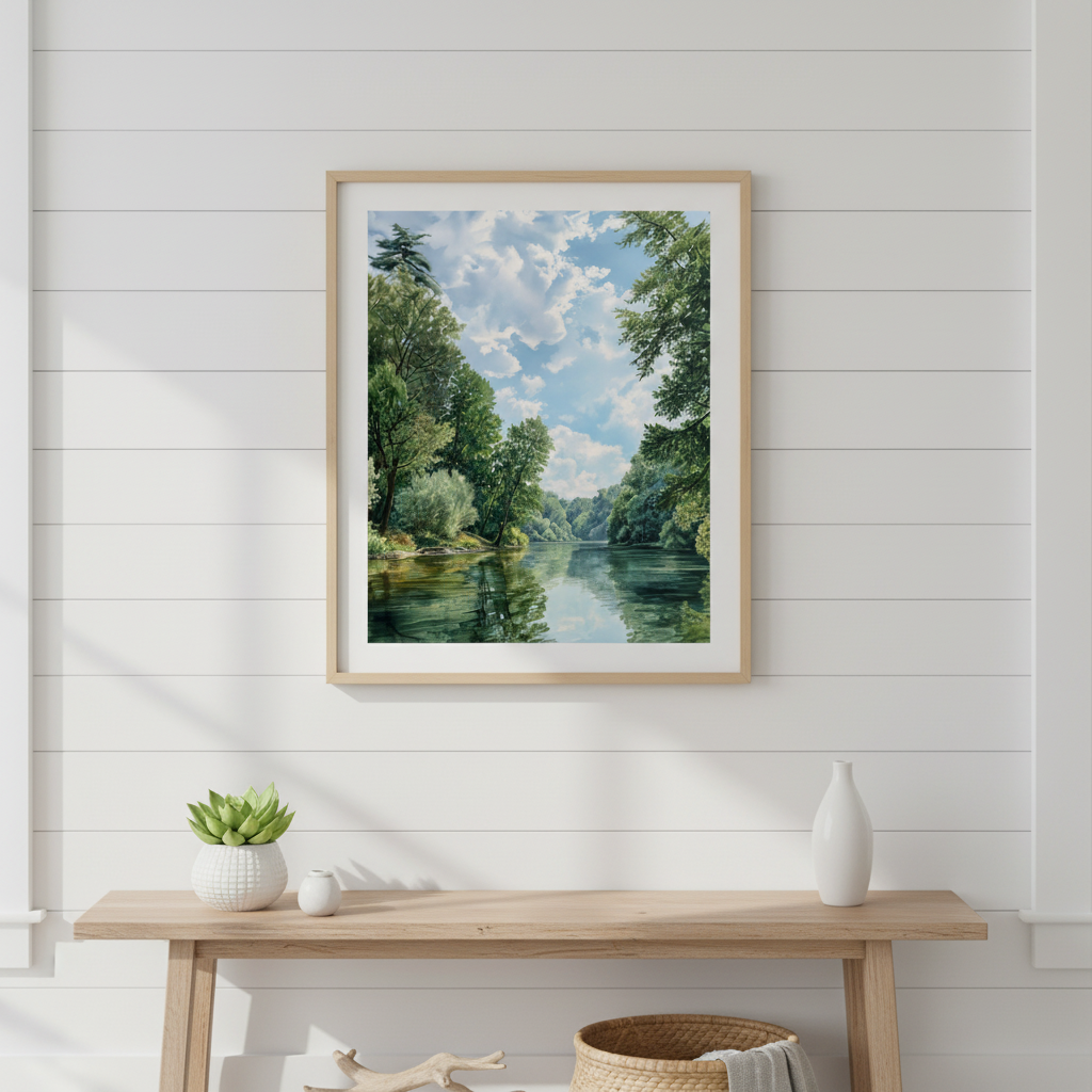River Reflection - White Shiplap Mockup