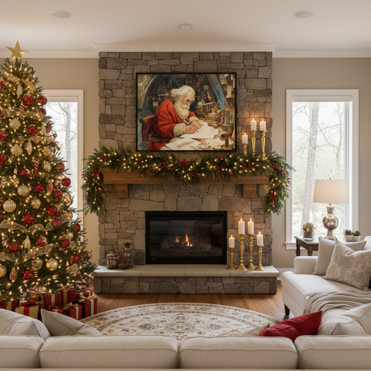 Santa Workshop Fireplace Mockup