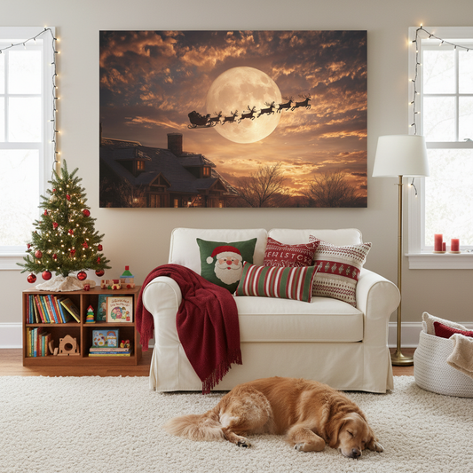 Santa's Sleigh in Family Room