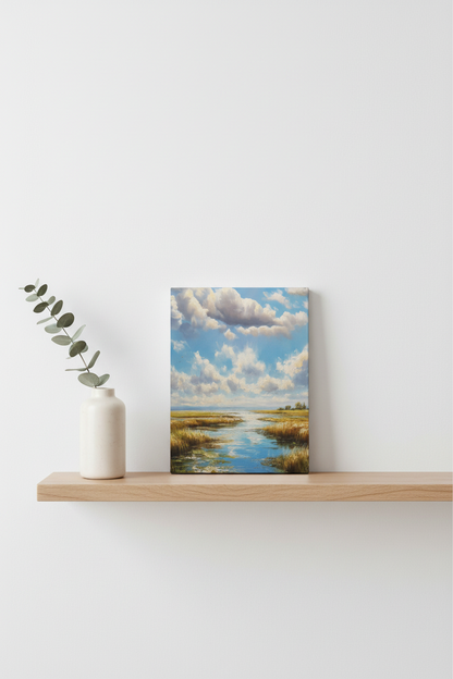 Small Coastal Marsh Canvas - Clean Minimal Display