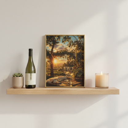 Sunset Vineyard framed on shelf