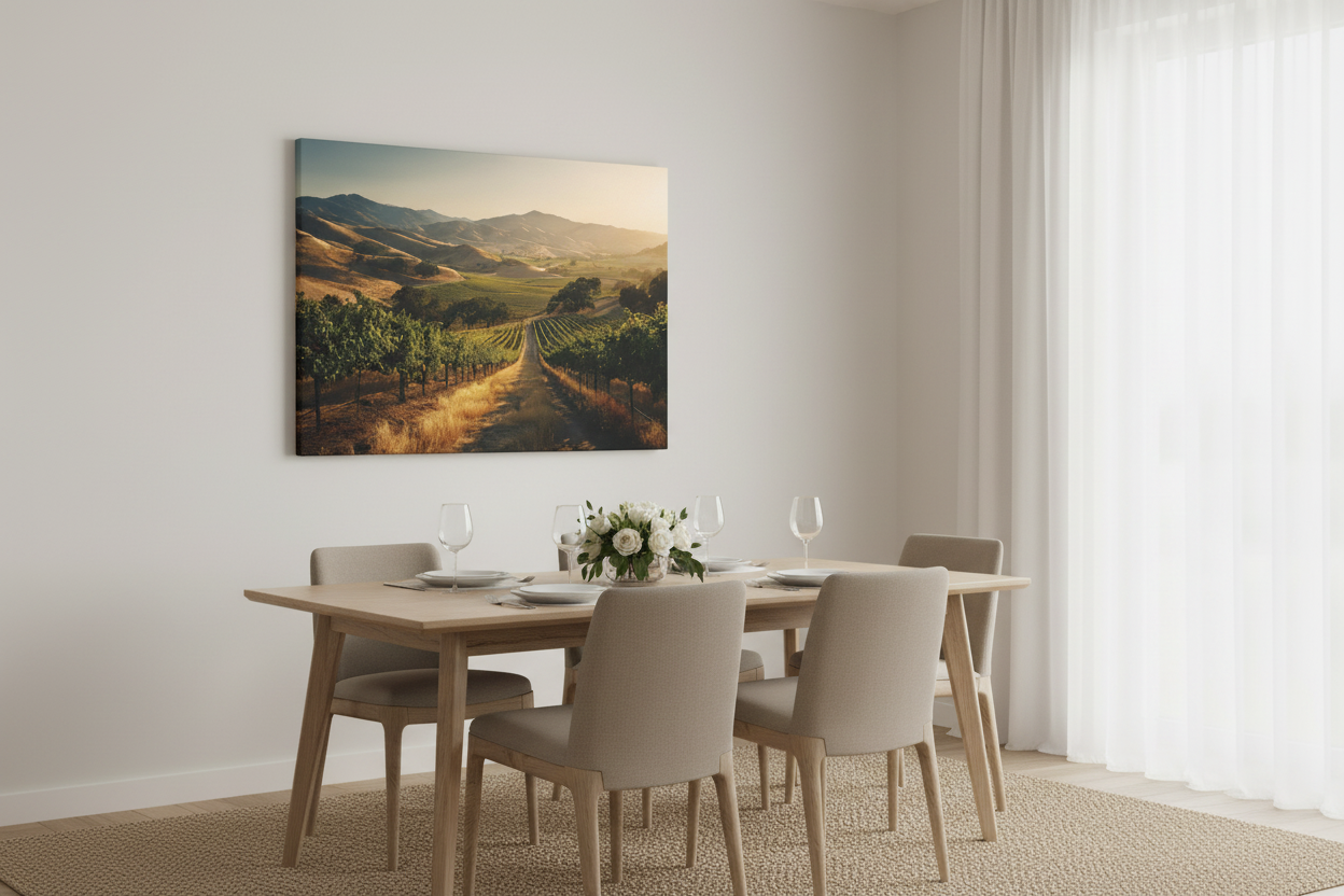 Vineyard Sunrise above dining table