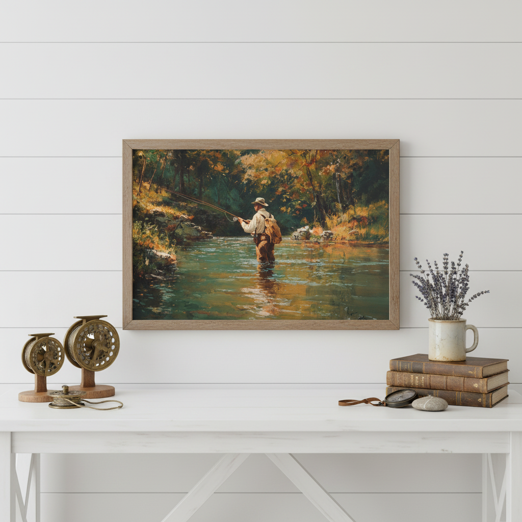 Vintage Fly Fisherman - Small Print